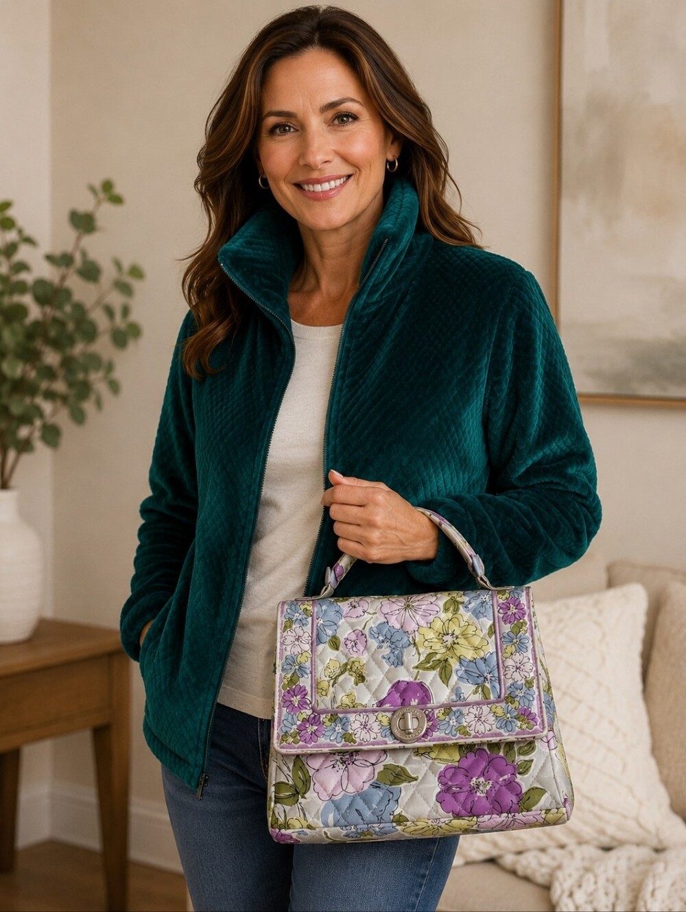 Vera Bradley Quilted Floral Top-Handle Bag in Multi Color.